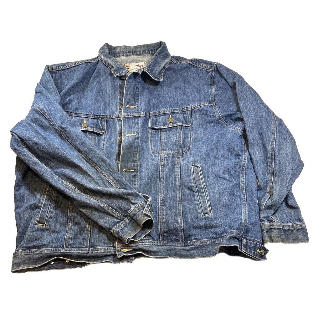 Wrangler Rugged Wear Denim Jean Jacket Blue Assume XL - No Size Present